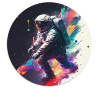 Puzzle für Erwachsene, 1000-teiliges Weltraum-Astronauten-Puzzle, rund, aus Pappe, perfekt für Teenager und Familienspaß, ideales Geschenk zum Geburtstag, 1000 Teile (67,5x67,5cm)