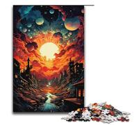 Puzzle Fuga dalla psichedelia colorata della città puzzle in legno da 1000 pezzi per adulti e bambini dai 12 anni in su puzzle per divertimento in famiglia da 1000 pezzi (38x26 cm)
