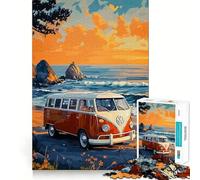 Puzzle "Furgone sulla spiaggia" da 1000 pezzi,gioco di memoria,divertente,con bordi lisci e incastro perfetto,un modo divertente per riempire le ore vuote (50x75cm)