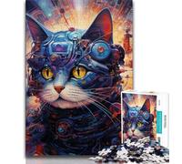 Puzzle futuristici a forma di gatto per adolescenti, aiutano il cervello ad allenarsi Giocattoli avvincenti per coltivare la pazienza Adatto alle coppie (75x50cm)