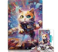Puzzle futuristici a forma di gatto per adolescenti, puzzle da 1000 pezzi, gioco per famiglie, antistress, sfida difficile, regali di Babbo Natale segreto (50x75cm)