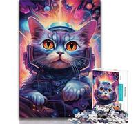 Puzzle futuristici a forma di gatto per adolescenti, puzzle da 1000 pezzi, gioco per famiglie, antistress, sfida difficile, regali di Babbo Natale segreto (38x26cm)