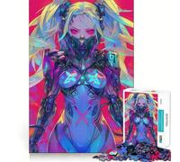 Puzzle futuristico da 1000 pezzi con ragazza anime per adolescenti,ideale per stimolare la mente,creare un'attività divertente e di alta precisione,perfetta per una pausa rilassante (50x75cm)