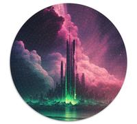 Puzzle futuristico per adulti con edifici cittadini, 1000 pezzi, puzzle rotondo da 1000 pezzi, idea regalo di compleanno, gioco rompicapo impegnativo 67,5x67,5 cm