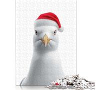 Puzzle Gabbiano con Cappello da Babbo Natale Materiali ecologici Puzzle in cartone riciclato al 100% per bambini adulti Regalo di Natale 1000 pezzi (75x50 cm)