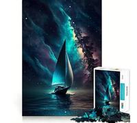 Puzzle galattico a forma di barca a vela spaziale per adulti, 1000 pezzi, gioco di logica puro, antistress, tagli netti, articolo regalo di Babbo Natale 50x75cm