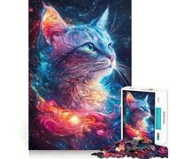 Puzzle galattico a tema gatto spaziale da 1000 pezzi per ragazzi, gioco di logica, divertimento rilassante, taglio preciso, regalo artistico (38x26cm)