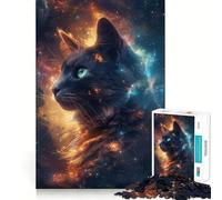 Puzzle galattico a tema gatto spaziale per ragazzi, 1000 pezzi, gioco di logica, rilassante, taglio preciso, (38x52cm)