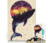 Puzzle galattico con silhouette di balena,1000 pezzi,gioco di concentrazione mentale,design a incastro preciso,sfida interattiva per il cervello per la casa (50x75cm)