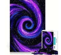 Puzzle galattico vorticoso viola e blu da 1000 pezzi per ragazzi, gioco di logica stimolante per attività domestiche, bordi trasparenti, regalo prezioso 38x52cm