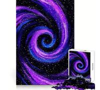 Puzzle galattico vorticoso viola e blu da 1000 pezzi per ragazzi, gioco di logica stimolante per attività domestiche, bordi trasparenti, regalo prezioso 38x52cm
