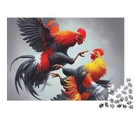 Puzzle Gallo che combatte con coppia di piume 1000 pezzi Premium Cartone riciclato Regalo per le feste Attività di gruppo per famiglie Adulti Coppie Principianti Avanzati Puzzle 38x26 cm/1000 pezzi