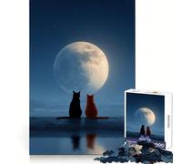 Puzzle "Gatti che guardano la luna" da 1000 pezzi per adulti Sviluppa le capacità cognitive,regala tempo ben speso,tagli precisi e rappresenta un'idea regalo memorabile (38x26cm)