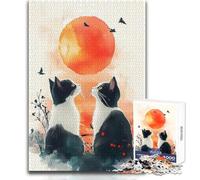 Puzzle Gatti e Tramonto per Adolescenti 1000 Pezzi Imparare Giocando Esperienza Regalo Sincero per Occasioni Speciali Dimensioni 50x75cm