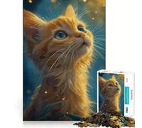 Puzzle "Gattino Arancione che Guarda in Su" da 1000 Pezzi, Gioco per Sviluppare la Mente, Gioco Rilassante, Taglio di Precisione, Pezzo da Collezione Artistico (38x26cm)