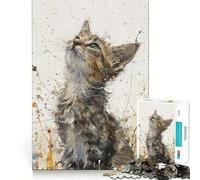 Puzzle "Gattino che guarda verso l'alto" da 1000 pezzi Divertimento con la memoria,taglio di qualità professionale,regalo pensato per stimolare la mente (38x52cm)