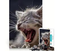 Puzzle "Gattino che sbadiglia" da 1000 pezzi,gioco di logica,pezzi a incastro preciso,divertimento in famiglia,attività serale (38x26cm)