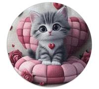 Puzzle Gattino tigrato 1000 pezzi rotondo divano a forma di cuore giochi per bambini e famiglia decorazione per la casa, regalo 1000 pezzi (67,5 x 67,5 cm)