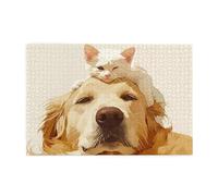 Puzzle Gatto 1000 Pezzi Cane Adulti, Puzzle di Legno da Principiante, Giochi Divertenti di Intrattenimento in Famiglia, DIY Creativi Hobby Adulti Uomo/Donna Regalo, Decorazione Casa Regalo 1T-1182