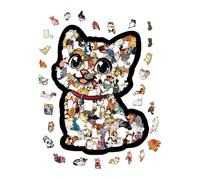 Puzzle gatto - 23,7×21,8 cm Giocattolo educativo e da 135 pezzi | Puzzle gatto in legno | Per i bambini durante le vacanze invernali, alla festa di Pasqua, a scuola