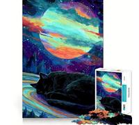 Puzzle "Gatto addormentato sotto il cielo cosmico" per adolescenti, 1000 pezzi, gioco di logica mentale, antistress, taglio preciso, regalo di Babbo Natale 38x26cm