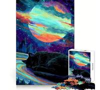 Puzzle "Gatto addormentato sotto il cielo cosmico" per adolescenti, 1000 pezzi, gioco di logica mentale, antistress, taglio preciso, regalo di Babbo Natale 38x26cm