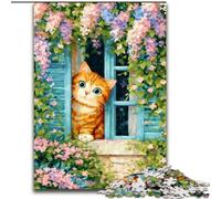 Puzzle "Gatto alla finestra" da 1000 pezzi per adolescenti, regali, giocattoli educativi per l'apprendimento, giochi per famiglie, adatti per la decorazione della scrivania (26x38cm)
