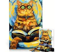Puzzle "Gatto ama i libri" per ragazzi, 1000 pezzi, stimolante per la logica, antistress, divertente, con incastro perfetto, regalo di Natale (50x75cm)