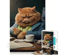 Puzzle "Gatto arrabbiato in ufficio" per ragazzi,1000 pezzi,stimolante per la mente,divertente,con componenti robusti e ben definiti,un'attività di gruppo emozionante (50x75cm)