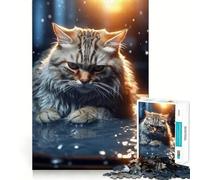 Puzzle "Gatto arrabbiato nell'acqua" - 1000 pezzi - Gioco di concentrazione mentale - Taglio di precisione - Bordi lisci - Gioco significativo per costruire connessioni (50x75cm)