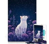 Puzzle "Gatto bianco sotto un cielo stellato" da 1000 pezzi,gioco interattivo Think Boost,incastro perfetto,nessun pezzo si stacca,sfida cerebrale per la casa (38x52cm)