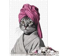 Puzzle "Gatto che indossa un turbante", rompicapo in cartone riciclato al 100%, per donne e uomini, regalo per la festa della mamma, 1000 pezzi (75x50 cm)