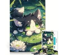 Puzzle "Gatto dolce su rosa marina" per adulti, 1000 pezzi, gioco stimolante per la mente, calma e creatività, pezzo da collezione 38x26cm
