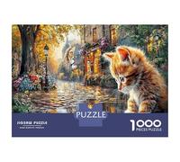 Puzzle Gatto e Leone 1000 Pezzi, Puzzle Fiume Vivace per Adulti, Puzzle Stimolanti, Regali di Compleanno, per Adulti e Adolescenti, Cartone 100% Riciclato 52x38cm/1000pz
