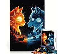 Puzzle "Gatto e Lupo Duality" per adolescenti, 1000 pezzi, sfida intelligente, momento di relax, chiusura a incastro, bel regalo (50x75cm)