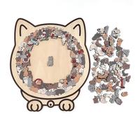 Puzzle Gatto - Gioco da tavolo Labirinto in legno da 135 pezzi, Giocattolo educativo per bambini e bambine, Puzzle interattivo con animali per lo sviluppo di abilità cognitive, 23,7x21,8 cm