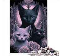 Puzzle Gatto Gotico Puzzle da 1000 pezzi adulti Puzzle in legno adulti e bambini dai 12 anni in su Puzzle gioco pratico-Decorazione la famiglia 1000 pezzi （50x75 cm）