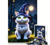 Puzzle "Gatto mago al chiaro di luna" per ragazzi, 1000 puzzle, stimola la concentrazione, ideale per il relax e il tempo libero, con incastri perfetti Il regalo perfetto (38x26cm)