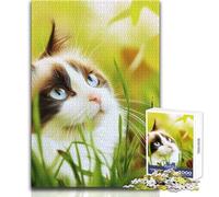 Puzzle "Gatto nell'erba" da 1000 pezzi per adulti, gioco educativo per allenare la mente, regalo a sorpresa ideale per i propri cari, dimensioni 38x26cm