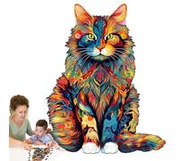 Puzzle Gatto - Puzzle di legno a forma di animale, puzzle di boiis per adulti e | Puzzle unico a forma di gatto, divertente ed educativo, gioco di riflessione, puzzle originale, regalo