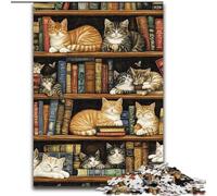 Puzzle "Gatto sulla libreria" per adolescenti, 1000 pezzi, stimolanti giochi di ruolo Ogni pezzo è unico Gioco stimolante e divertente per tutta la famiglia (26x38cm)