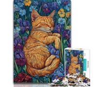 Puzzle "Gatto tra i fiori" da 1000 pezzi per adolescenti, antistress, sfida difficile, arredamento e regali unici, 75x50cm