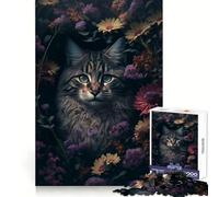 Puzzle "Gatto tra i fiori" per adulti, 1000 pezzi, stimolante per la mente, rilassante e piacevole, con incastri precisi, regalo significativo (50x75cm)