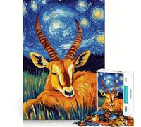 Puzzle "Gazzella nella Notte Stellata" da 1000 pezzi per adolescenti, stimola la memoria e allevia lo stress, con taglio di alta qualità, un regalo prezioso 50x75cm