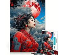 Puzzle Geisha per adulti, 1000 pezzi, gioco stimolante per la mente, divertente e rilassante, con tagli precisi, decorazione da parete 38x26cm