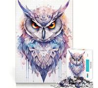 Puzzle geometrico a forma di gufo per adulti, 1000 pezzi, gioco di logica fine, casual, rilassante, con bordi netti, opera d'arte (38x26cm)
