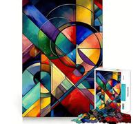 Puzzle geometrico astratto dai colori vivaci,1000 pezzi,gioco per lo sviluppo delle capacità cognitive,superficie liscia e priva di sbavature,rilassante attività di gruppo al chiuso (38x52cm)