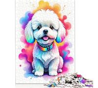 Puzzle geometrico Bichon Frise, divertimento per tutta la famiglia, puzzle in cartone riciclato al 100% per bambini e adulti dai 12 anni in su, regali di Halloween, 1000 pezzi (26x38 cm)