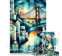 Puzzle geometrico di San Francisco con paesaggio urbano per ragazzi, 1000 pezzi, stimola la memoria, favorisce momenti di serenità, taglio premium, regalo di compleanno (38x26cm)