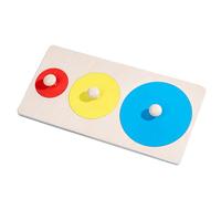 Puzzle Geometrico in Legno: impara Le Forme e Dimensioni, Bordo Liscio e Senza schegge, Set da 5 Pezzi + Base in Legno di faggio Massiccio, atossica a Base d'Acqua | per Giocare i